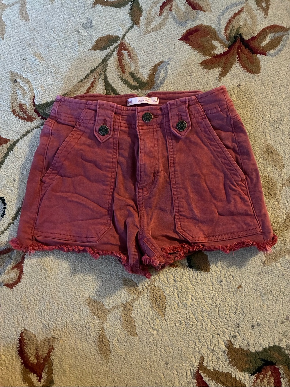 SO High-Waist Frayed Hem Shorts in Dusty Rose